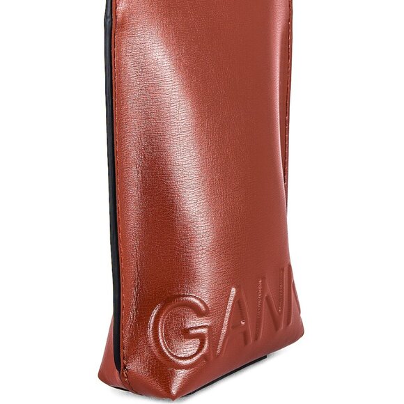 Ganni Deep Madder Brown Leather Shoulder Bag + Bag 20" Shoulder Strap Drop - Picture 10 of 10